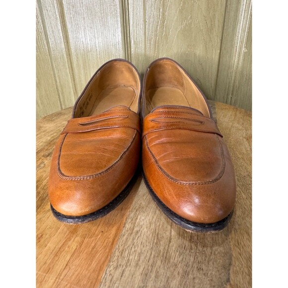 Womens Brown Leather Moc Toe Slip-On Penny Loafer Flats Size 9.5 AAA - Picture 8 of 8